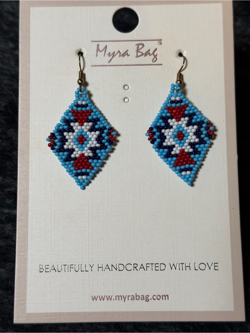 Myra Bag Beaded Diamond Dangle Earrings Boho Western Southwestern New